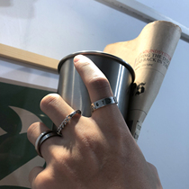  19studio Korean version of ins titanium steel jewelry simple chic Harajuku fashion trend couple digital ring men and women