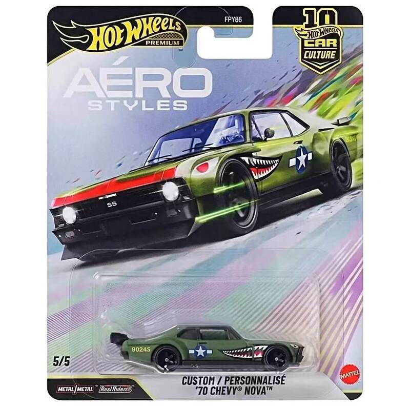 Hot Wheels Car Culture Aerodynamic Chevrolet Nova Alloy Sports Car with Metal Base and Rubber Tires