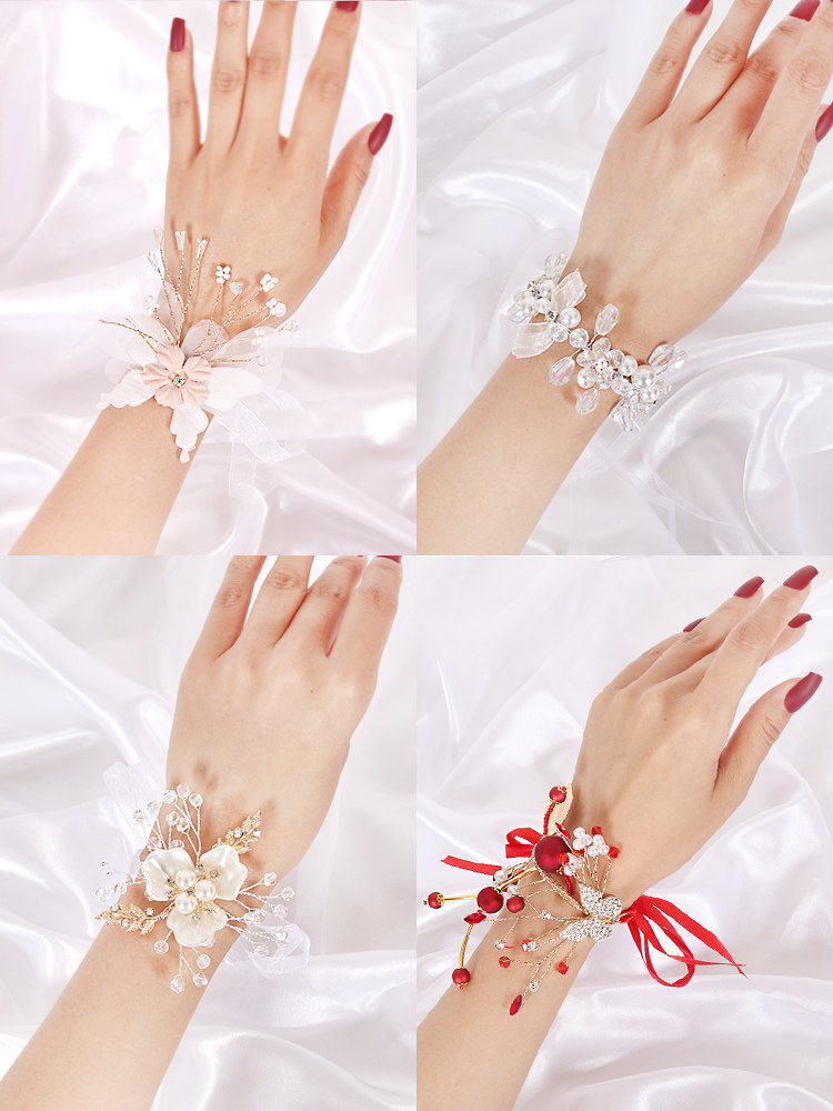 Bride wrist flower bridesmaid wedding sister group bracelet bridesmaids Lisen department Xiaoqing rookie high-end wedding Korean style
