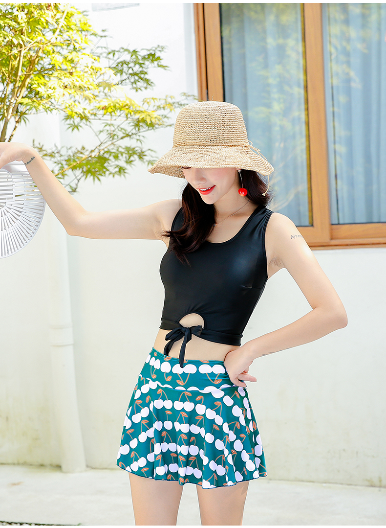 Áo tắm nữ chia nhỏ bảo thủ kiểu váy mỏng che bụng gợi cảm cỡ lớn mới bong bóng mùa xuân kỳ nghỉ nhỏ nước hoa đồ bơi - Bộ đồ bơi hai mảnh bikini 2 mảnh màu đen	