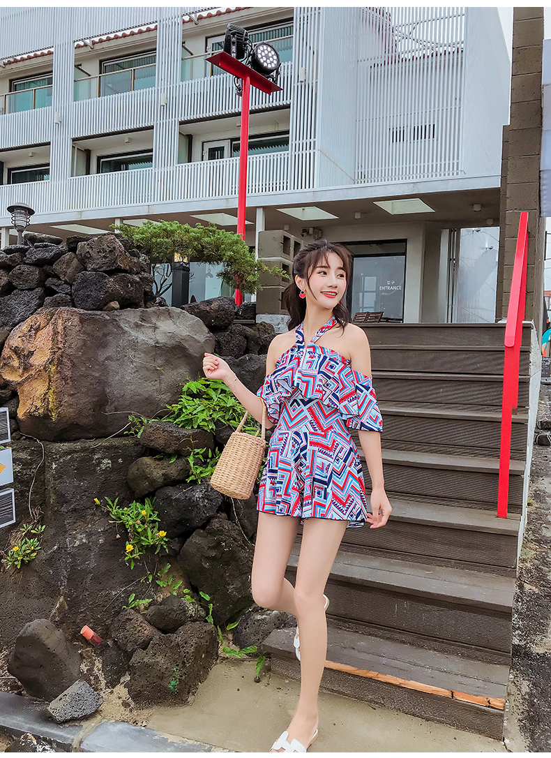 Áo tắm nữ Xiêm bảo thủ ngực nhỏ thu thập áo tắm nữ giảm béo bụng váy phong cách kích thước lớn bong bóng nóng mùa xuân tắm phù hợp với retro - Bộ đồ bơi One Piece đồ bơi nữ 1 mảnh