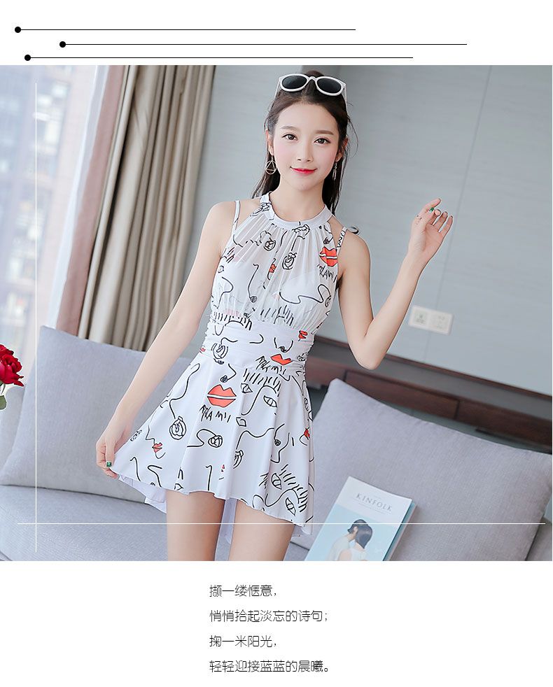 Áo tắm nữ liền thân bảo thủ quần boxer váy thép tấm ngực nhỏ tụ tập che bụng thon gọn áo tắm suối nước nóng Hàn Quốc - Bộ đồ bơi One Piece đồ bơi 1 mảnh dáng váy