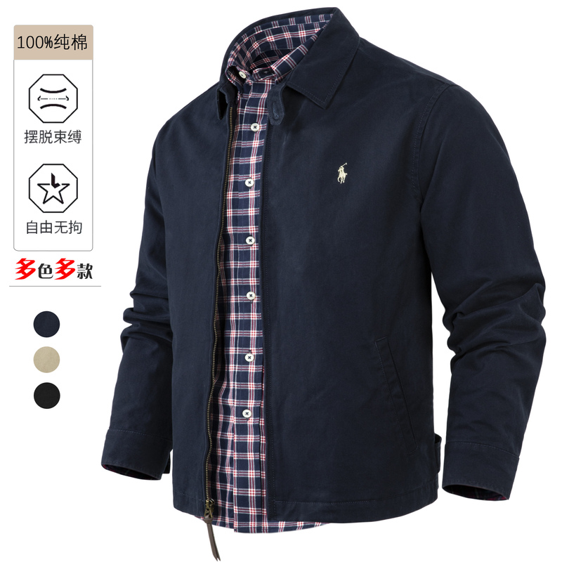 Authentic North American Rl Ralph Lauren Classic Autumn and Winter Men's Pure Cotton Lapel Jacket Rl Polo Veteran Coat Authentic North American Rl Ralph Lauren Classic Autumn and Winter Men's Pure Cotton Lapel Jacket Rl Polo Veteran Coat