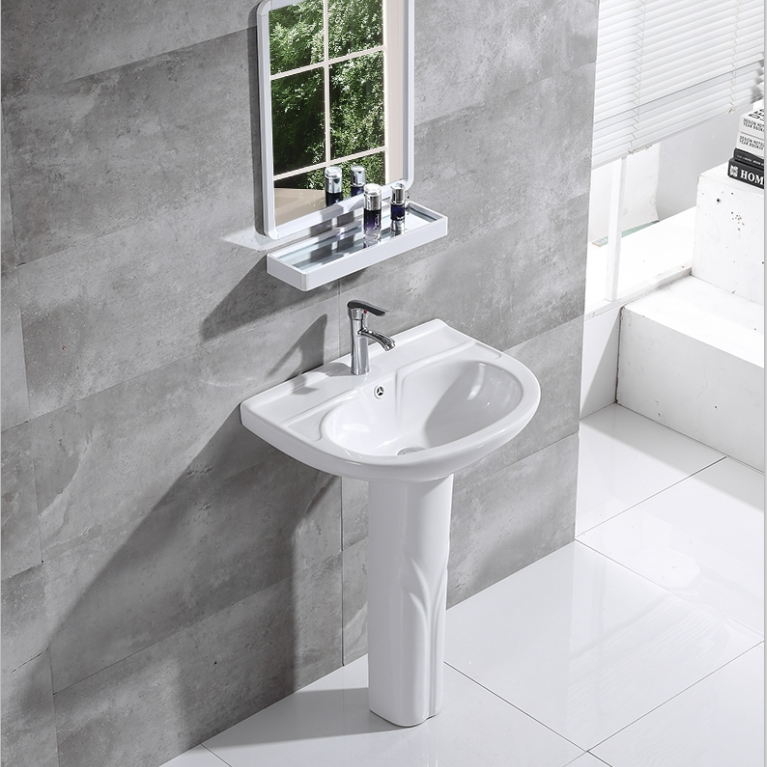 Simple column basin Home washbasin one-piece ceramic washbasin for small family type floor-type mini balcony face basin