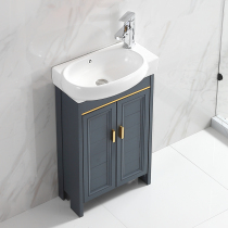 Floor-type small size bath room cabinet combined washbasin toilet ceramic washbasin balcony washing table narrow long aluminum