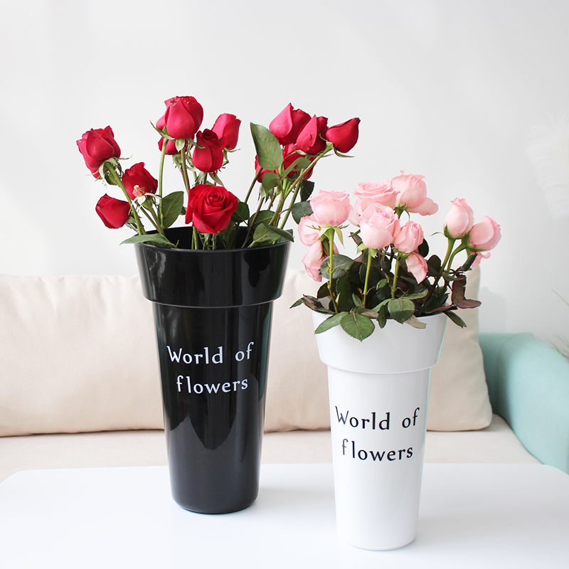 Flowers Plastic flower Bucket Flower Shop special flower arranging barrel Home Waking Flower Barrel Livingroom Decorated Deepwater Vases Big buckets-Taobao