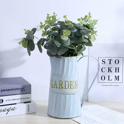 Retro tin flower pot wrought iron vase flower gardening tin sprinkler kettle flowers multi-meat flower pot flower arrangement