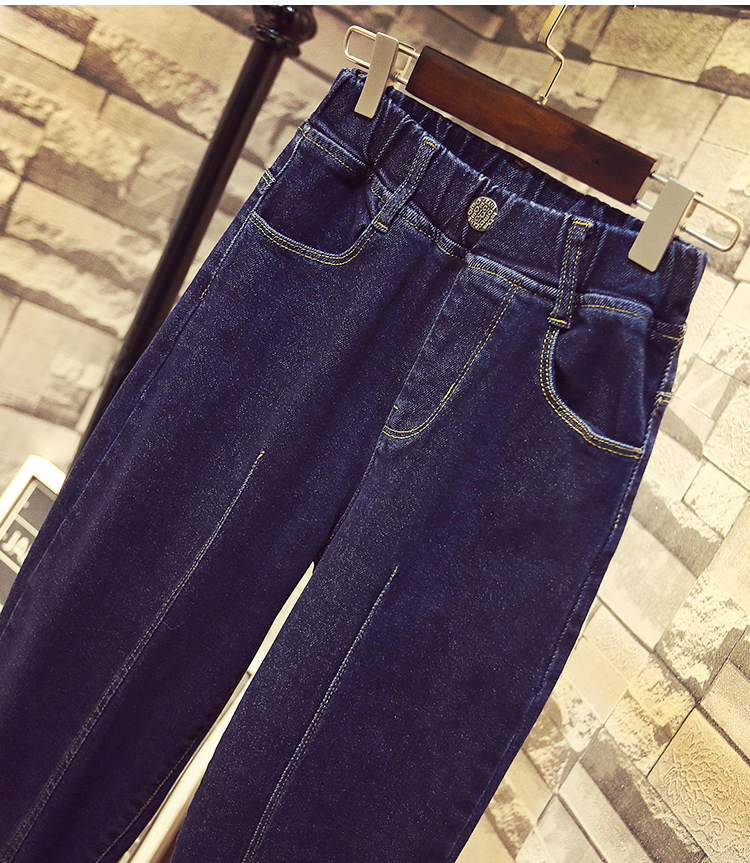 Quần denim bé gái cộng với quần nhung dày mùa đông 2018 đèn lồng mới Harlan nước ngoài mặc quần cũ trẻ em quần áo trẻ con