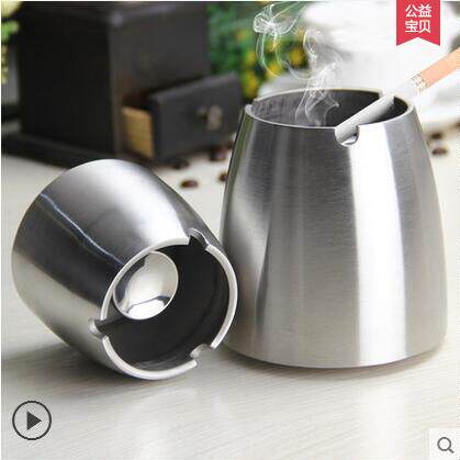 Stainless steel ashtray living room fashion Internet cafe Internet cafe cigarette cup personality creative windproof thickened metal ashtray