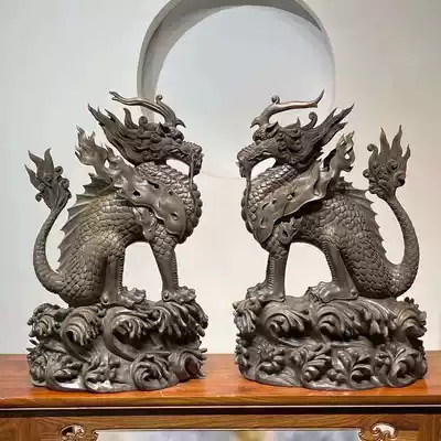 Gloomy wood carving Lucky Unicorn craft gift decoration Home office decoration Root carving Pixiu