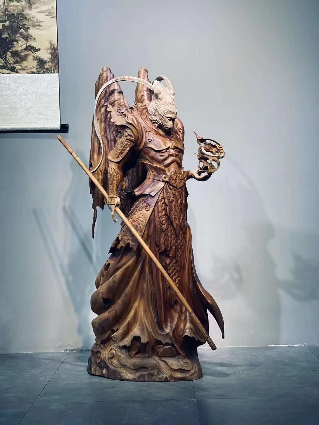 Sun Wukong root carving cliff cypress wood carving craft gift decoration Qi Tian Sheng Ebony fighting Buddha carving character log ornaments