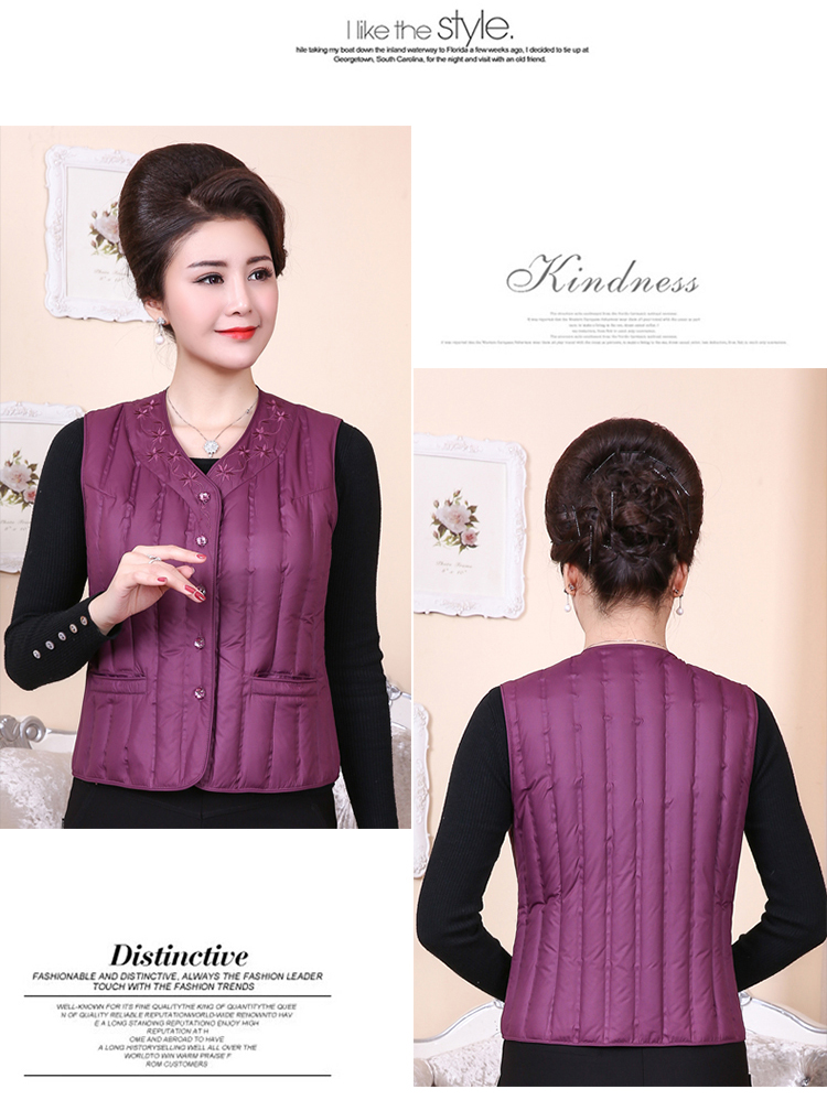 Phụ nữ trung niên và già xuống vest mặc vest cỡ lớn mẹ tải quần áo mùa đông nhẹ xuống áo khoác liền mạch vest áo gió nữ đẹp