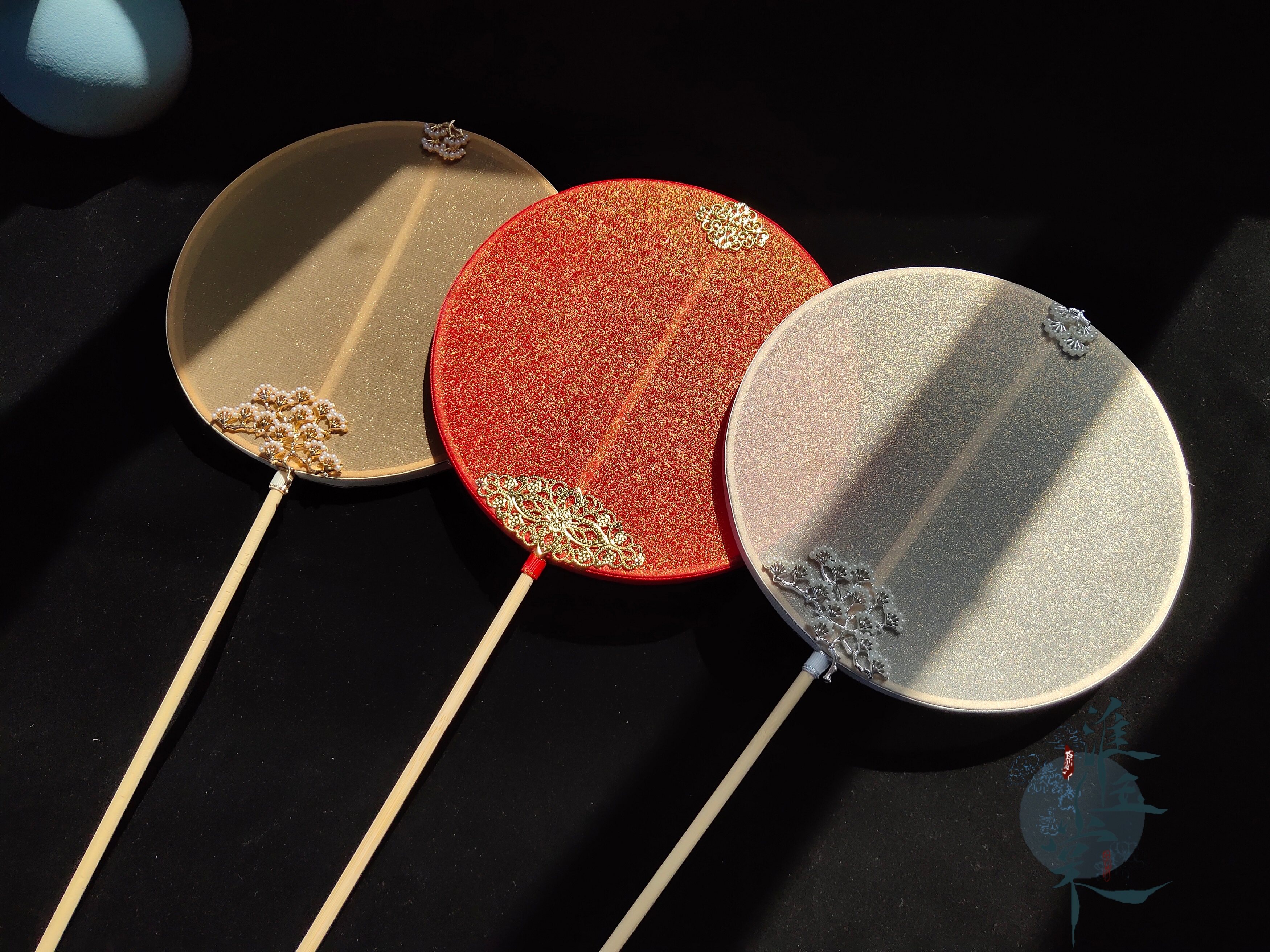 Huaiyu Tang fan fan stamping pure coloured taste style and clothing props double - sided hand - made dance