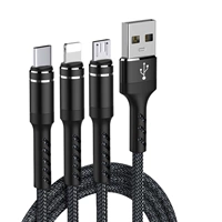 [1,2 метра быстрая зарядка черная] Антиспективная один-три анноида+Apple+Type-C