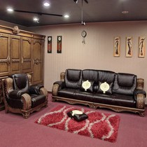 Grampo luxury European living room furniture can be customized 4335 all solid wood hand carved sofa leather sofa