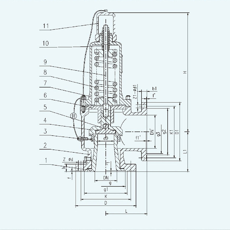 A42Y Flanged type Spring loaded safety valve design