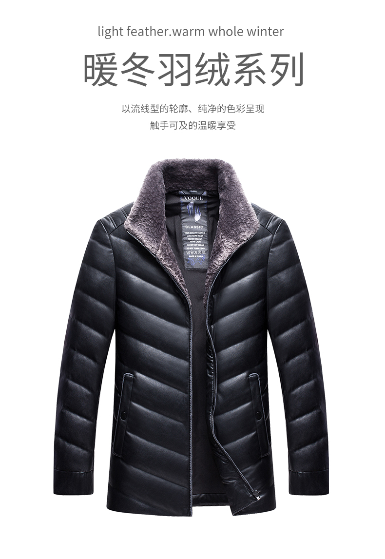 雪中飞 男士皮面毛领羽绒服 90%含绒量 多款式可选 图1