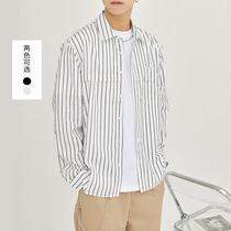 Day Department minimalist mens shirt free of hot 2022 spring and autumn season mens coarse striped shirt with long sleeves