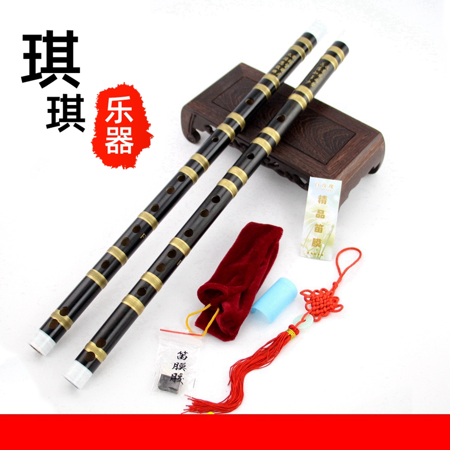 Beginner practice flute flute flute Purple Bamboo Flute bitter bamboo musical instrument student flute section engraved poem flute exquisite flute