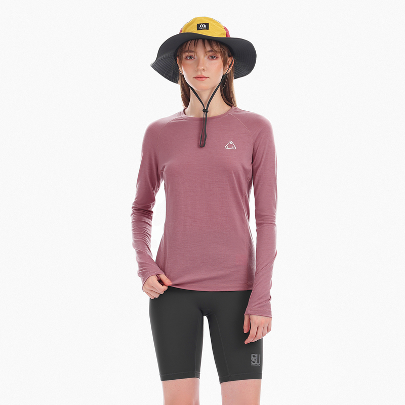 Dsu Merino Wool T-Shirt for Women, Autumn Long-Sleeve Base Layer Shirt, High Content Wool Sports Base Layer Top