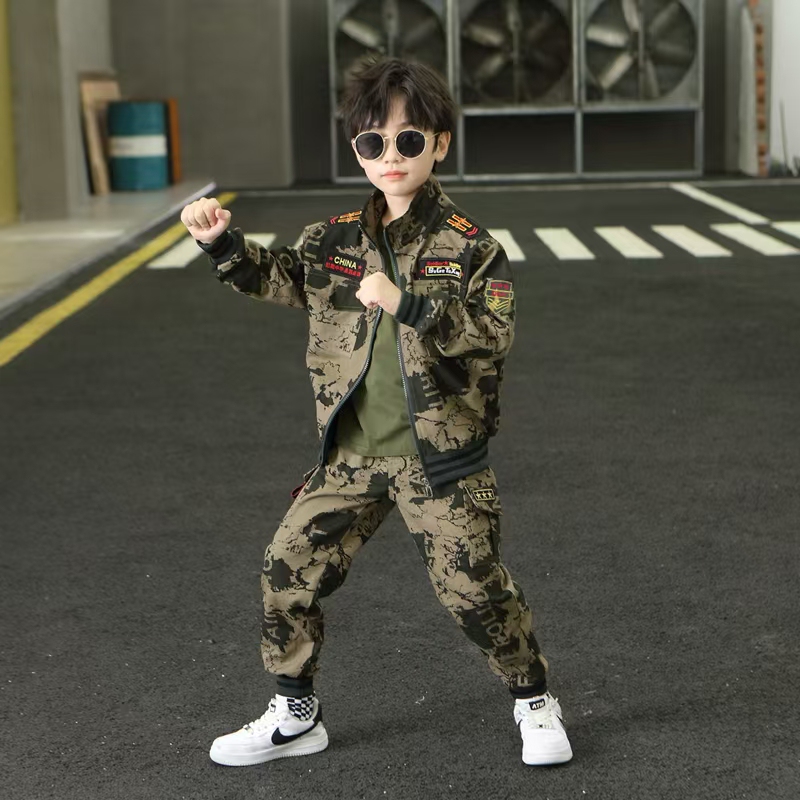 Boys' Autumn Camouflage Suit 2026 New Style Medium and Large Children's Camouflage Clothing Boys' Sportswear Spring and Autumn Casual Style