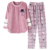 Mùa đông flannel những người yêu thích đồ ngủ dài tay Hàn Quốc mùa đông nam và nữ ngọt ngào dễ thương dày lông cừu san hô bộ nhung thu đông Giống cái