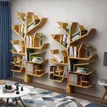 American tree bookshelf solid wood shelf background wall office Wall Wall Wall Wall creative decoration frame childrens book newspaper
