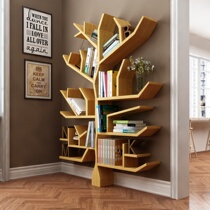 Solid wood tree bookshelf art shelf office decoration shelf background wall display shelf creative childrens room bookshelf
