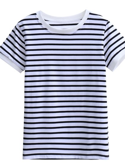 纯棉条纹t恤女短袖宽松夏2025新款薄款大码女装妈妈加肥加大上衣