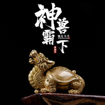 Bong Xia Zhuo craftsman produced original dragon tortoise desktop ornaments pure brass tea pet Xuanwu Wenfang paperwork handlebar