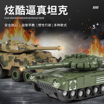 Childrens inertial toy car Educational toy military car model lighting sound simulation tank rotation resistance fall boy