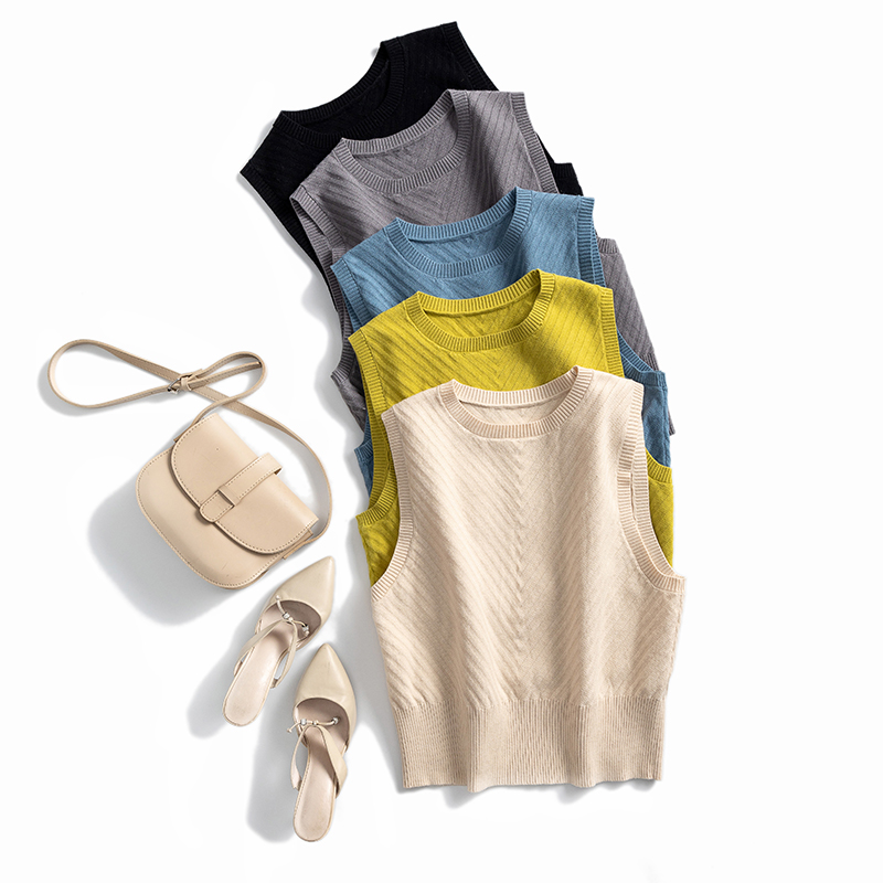 Day Ensemble Wearing meteor waistcoat Knitted Sweatshirt Vest Woman external wearing sleeve Head round collar No sleeves Loose Spring Autumn slim Camper