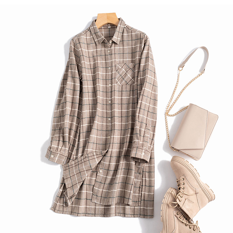 Grindstone soft and skin-friendly plaid in a long version of shirt-style undershirt