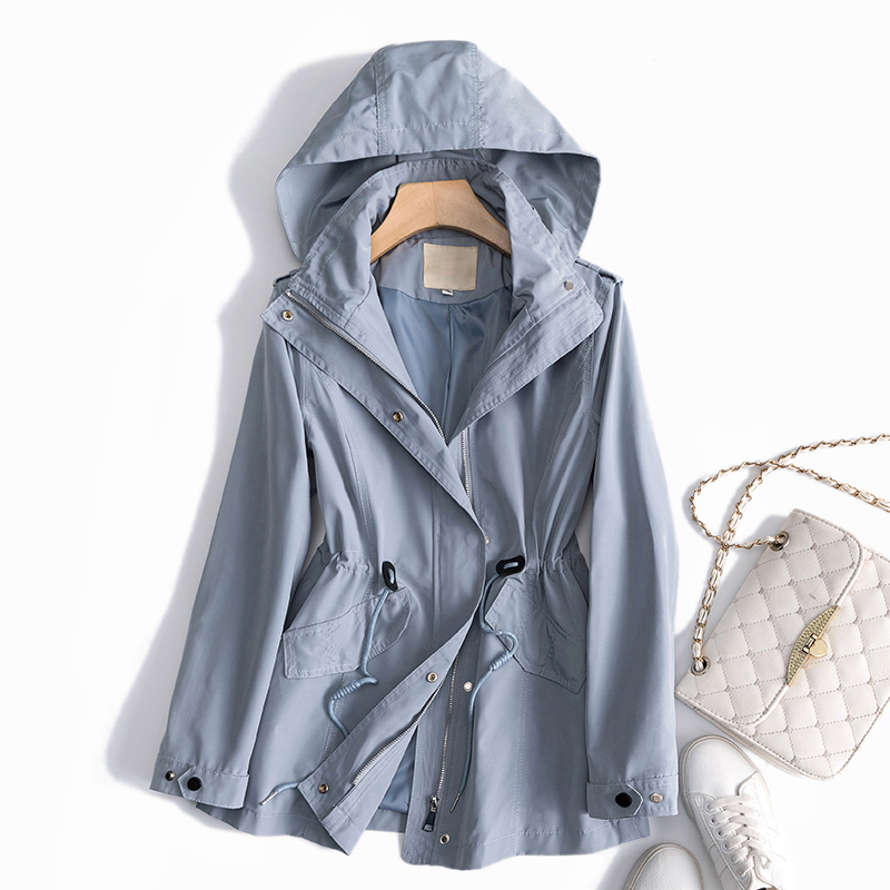 Flying Japan High-order quality pumping rope to collect waist Lianhood slim style Windsuit Woman Short small Casual Jacket Spring Autumn