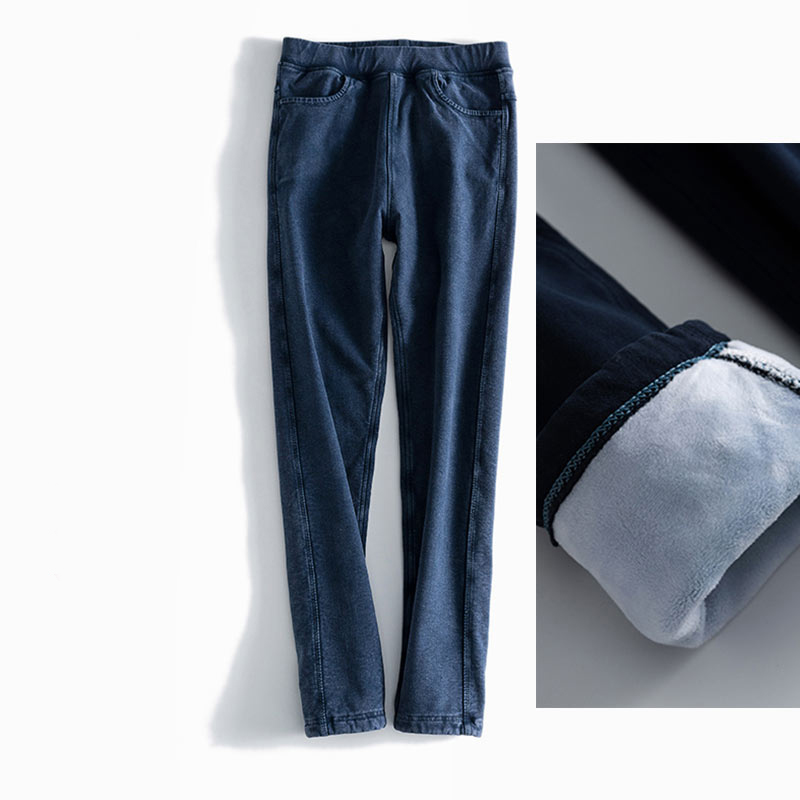 Warm one over winter display slim and warm suede with velvet thickened high-bounty cowboy smoke pipe pants autumn and winter