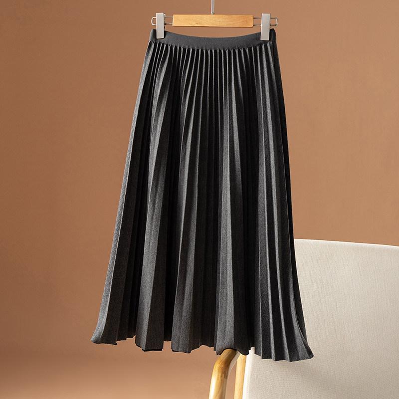 Recommended retro high waist folded half - body dress female long spring and autumn 22 new pear shaped shape a long skirt