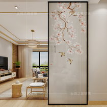 Custom new Chinese style sandwich screen Chinese style flower and bird seat screen partition living room entrance bedroom occlusion classical zen