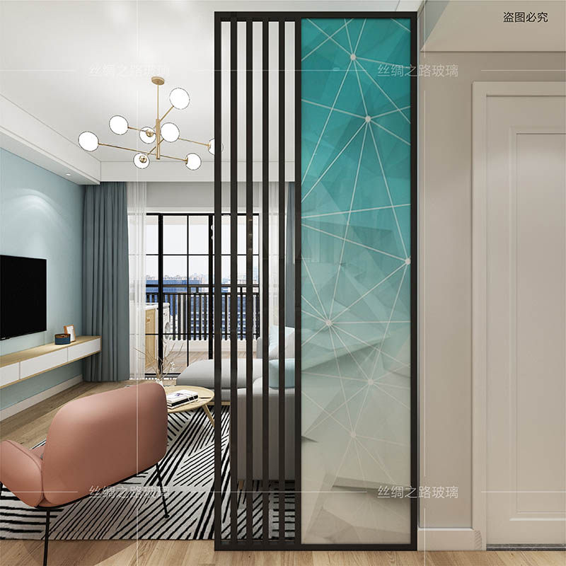 Net Red Partition Bedroom Modern Light Extravagant Clip Silk Glass Screen Background Wall Furniture Living Room Multilateral Box Entry Into The House Genguan