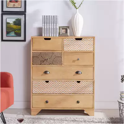 Nordic solid wood buckets American simple drawer bedroom cabinet small chest chest chest six or seven bucket living room storage storage cabinet