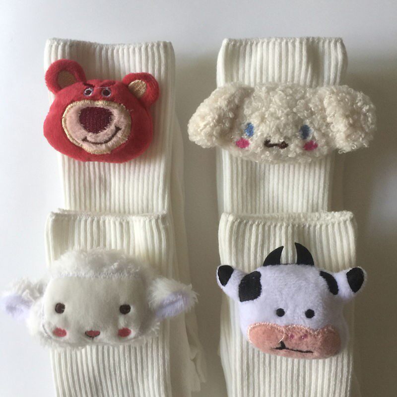 Strawberry Bear Socks Girl Hearts Socks Female Midi Tide Strawberry Bear Jade Rabbit Dog Super Cute Autumn And Winter Long