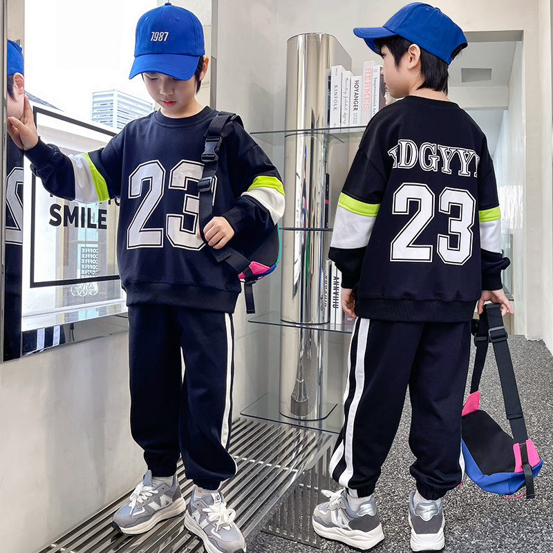 Children's clothing boy sports suit 2022 new spring clothing CUHK children casual Two style handsome men's tennis red trendy