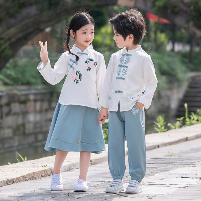Kindergarten Act Out of Costume Chinese Style Chinese Wind Hanfu Children of Tang Costume Republic Wind Elementary School Children Long Sleeve Fall Performance Suit