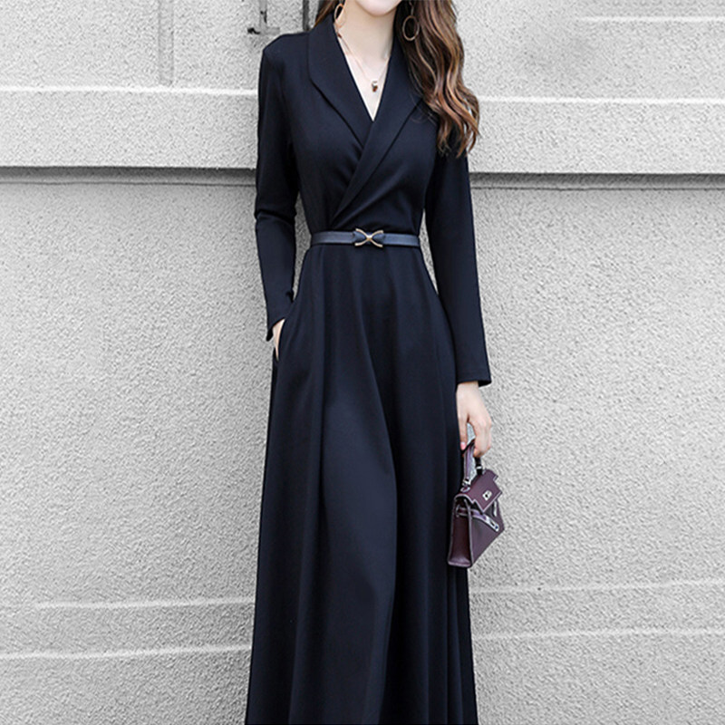 Mapping Hong Kong light luxury high end suit collar dress dress 2023 new skinny wear skirt