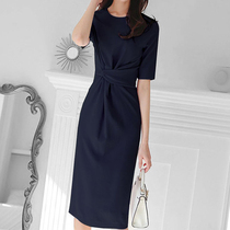 Mapping * Hong Kong light luxury women 2021 summer slim slim hip skirt long sleeve temperament workplace dress