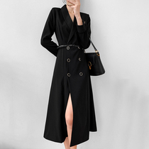 Mapping * Hong Kong light luxury slim slim waist women 2021 foreign style suit v collar size dress