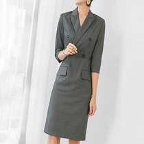 Mapping * Hong Kong light luxury women 2021 temperament OL senior sense goddess fan slim professional dress