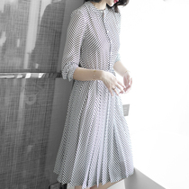 Mapping * Hong Kong womens 2021 New Light mature girl heart waist goddess Fan white polo dot dress