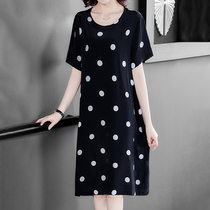 Mapping * Hong Kong extravagant women Summer silk Mulberry silk Medium-length dress black plus size dress