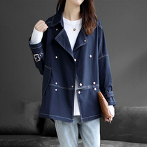 Mapping Hong Kong light luxury high-end double-breasted tooling windbreaker womens 2022 new temperament casual all-match coat