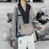 Mapping * Hong Kong light luxury slim slim womens autumn 2021 solid color loose pullover long sleeve sweater